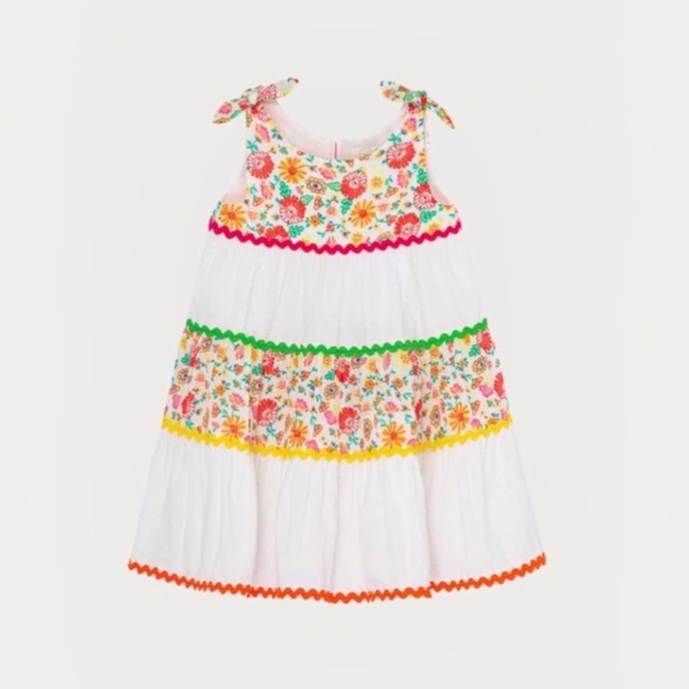 PEEK GIRLS FLORAL PRINT TIERED DRESS